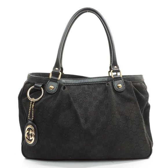 Gucci Handbags - Auth Gucci Gg Tote Bag Black Canvas #16019G13